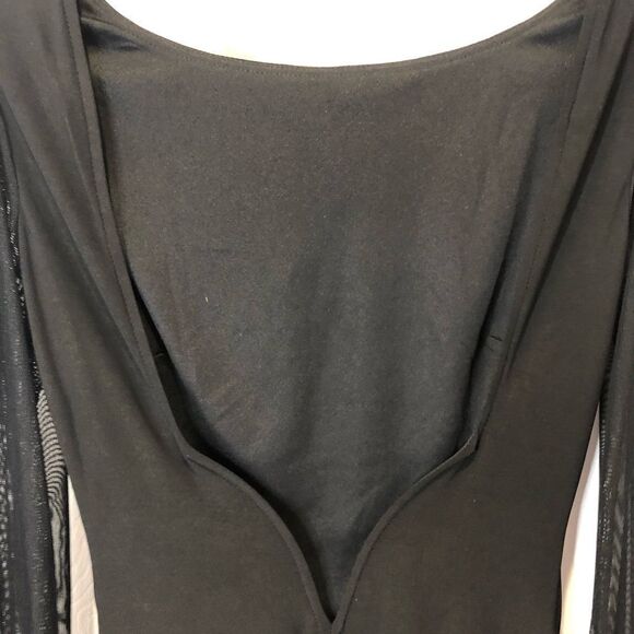 Jodi Kristopher black mini dress with long sheer sleeves and rhinestone cuffs - Picture 11 of 16